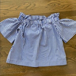 Collyn Rae Derby top in blue and white gingham M.